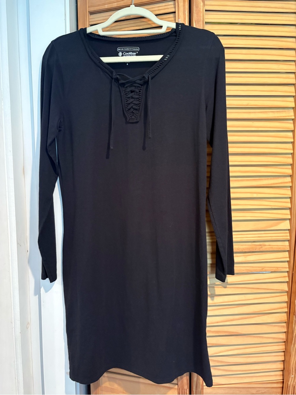 Coolibar Black Sun Protection Swim Cover Up Dress Tunic Long Sleeve Resort Beach